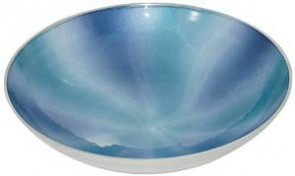Mazali Large White Shade Enamel Decorative Round Bowl, Blue ideal for Home DÃ©cor , Kitchen , Tableware and Serveware       