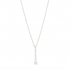 Mazali Jewellery Sterling Silver Necklace with Hanging Diamonds by the Yard Pendant of Length 38-42.5cm RHODIUM RHODIUM